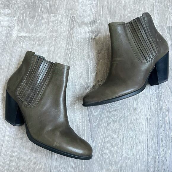 Ecco Shape 55 Deep Forest Cowboy Western Green Leather Ankle Booties US 8 EU 39 - Picture 2 of 12
